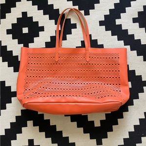 Saks Fifth Avenue orange tote